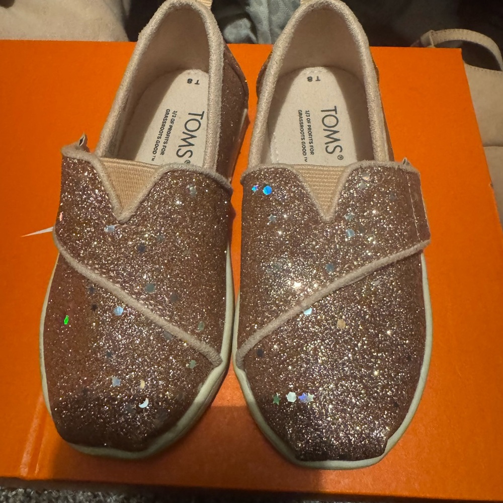 TOMS Kids Glitter Sneakers - Rose Gold
